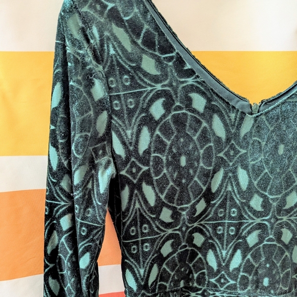 Vintage Velvet Dark Green Celtic Burnout Dress Y2K Whimsigoth Grunge Witchy M - Picture 6 of 13
